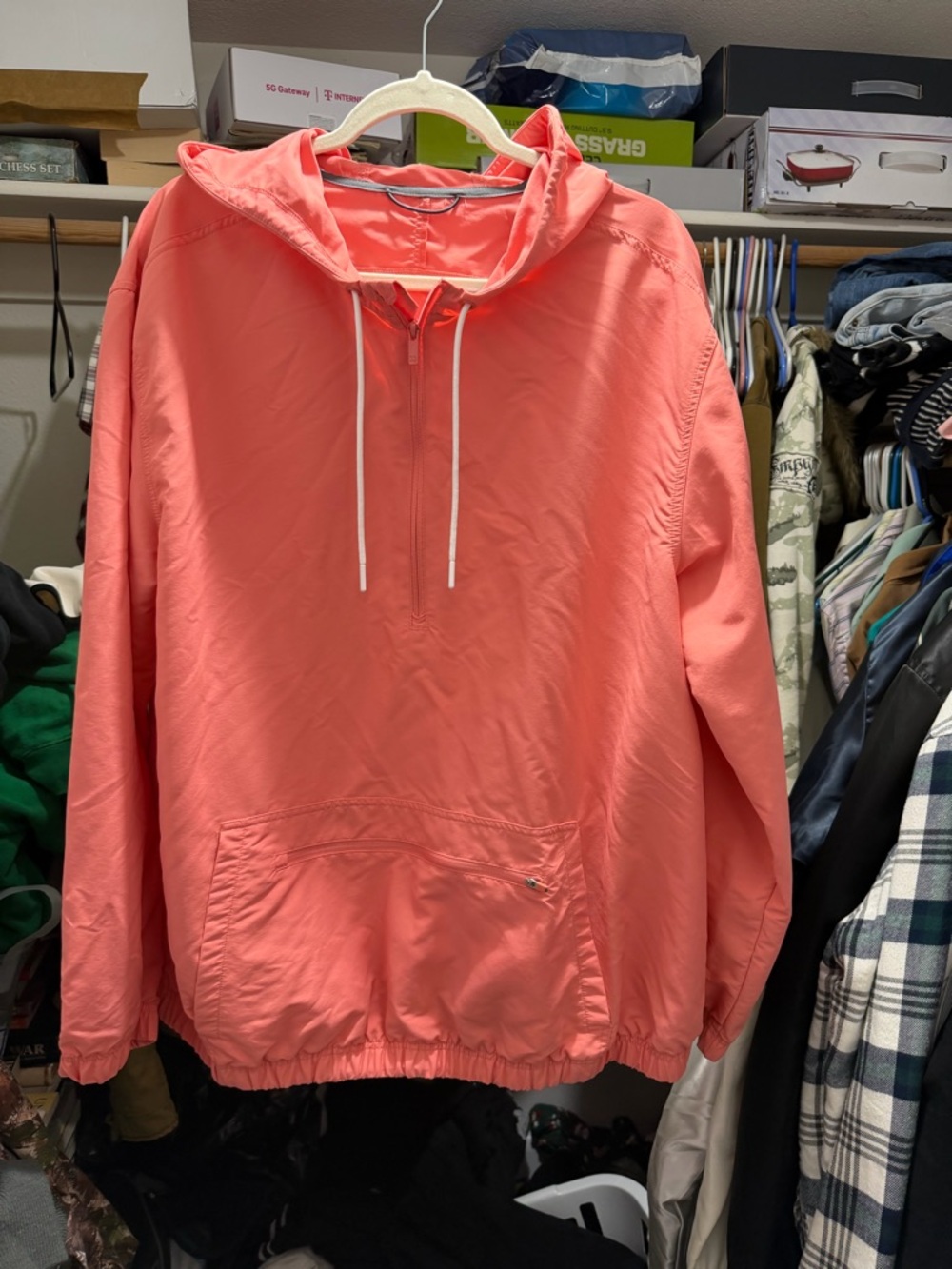 & Other Stories Coral-Peach Hooded Bomber Pullover